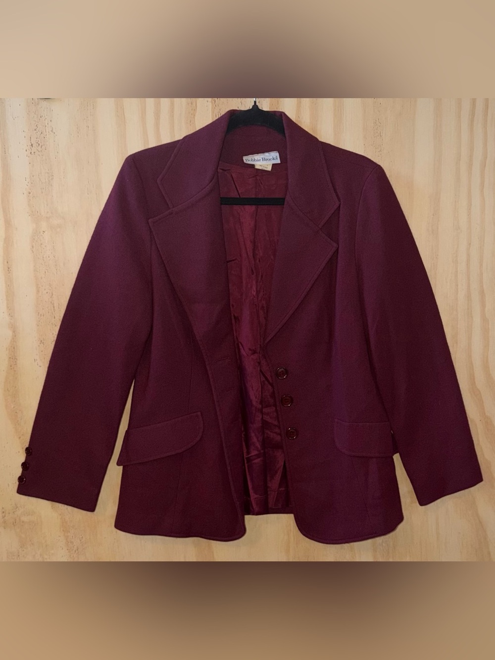 VTG Bobbie Brooks Women’s Blazer Jacket Size 13 (Large) Maroon Burgundy